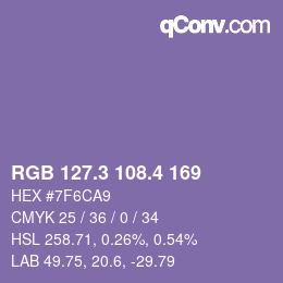 カラーコード: RGB 127.3 108.4 169 | qconv.com