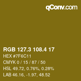 カラーコード: RGB 127.3 108.4 17 | qconv.com