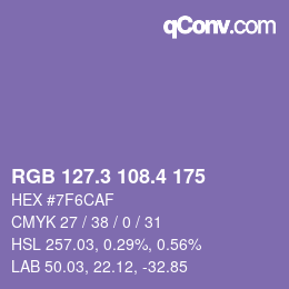 カラーコード: RGB 127.3 108.4 175 | qconv.com