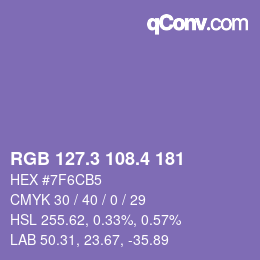カラーコード: RGB 127.3 108.4 181 | qconv.com