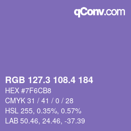 カラーコード: RGB 127.3 108.4 184 | qconv.com