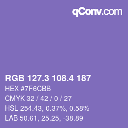カラーコード: RGB 127.3 108.4 187 | qconv.com