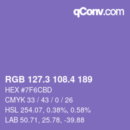 カラーコード: RGB 127.3 108.4 189 | qconv.com