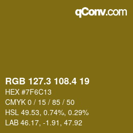カラーコード: RGB 127.3 108.4 19 | qconv.com