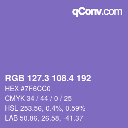 カラーコード: RGB 127.3 108.4 192 | qconv.com