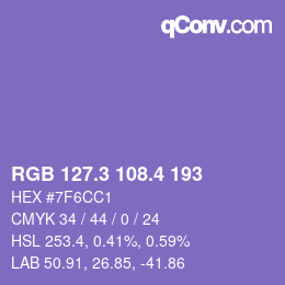 カラーコード: RGB 127.3 108.4 193 | qconv.com