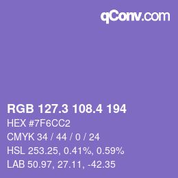 カラーコード: RGB 127.3 108.4 194 | qconv.com