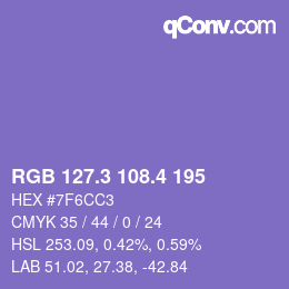 カラーコード: RGB 127.3 108.4 195 | qconv.com