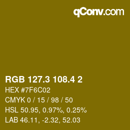 カラーコード: RGB 127.3 108.4 2 | qconv.com