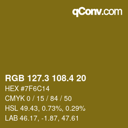 カラーコード: RGB 127.3 108.4 20 | qconv.com