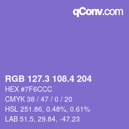 カラーコード: RGB 127.3 108.4 204 | qconv.com
