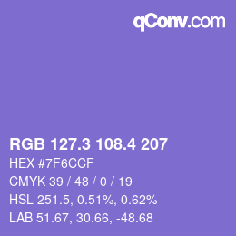 カラーコード: RGB 127.3 108.4 207 | qconv.com