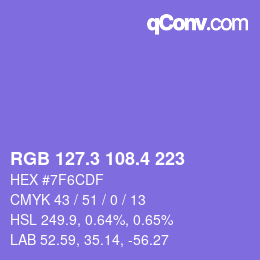 カラーコード: RGB 127.3 108.4 223 | qconv.com