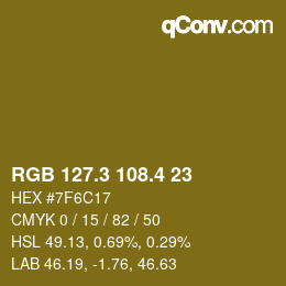カラーコード: RGB 127.3 108.4 23 | qconv.com