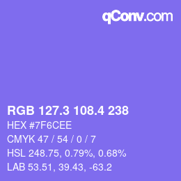 カラーコード: RGB 127.3 108.4 238 | qconv.com