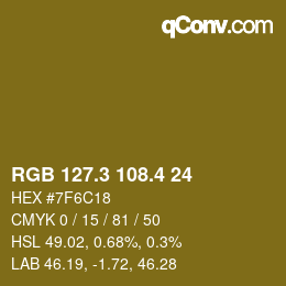 カラーコード: RGB 127.3 108.4 24 | qconv.com