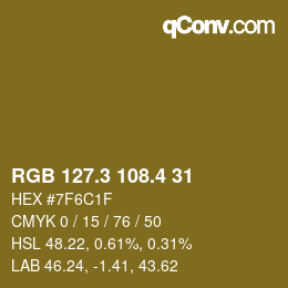 カラーコード: RGB 127.3 108.4 31 | qconv.com