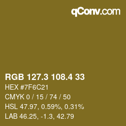 カラーコード: RGB 127.3 108.4 33 | qconv.com