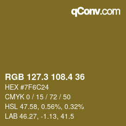 カラーコード: RGB 127.3 108.4 36 | qconv.com