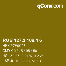 カラーコード: RGB 127.3 108.4 6 | qconv.com