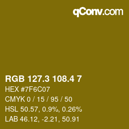 カラーコード: RGB 127.3 108.4 7 | qconv.com