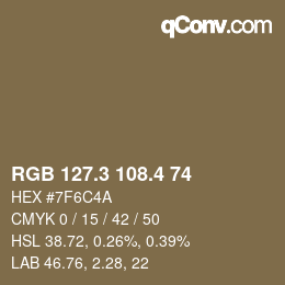 カラーコード: RGB 127.3 108.4 74 | qconv.com