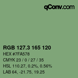 カラーコード: RGB 127.3 165 120 | qconv.com