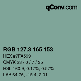 カラーコード: RGB 127.3 165 153 | qconv.com