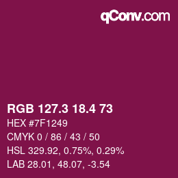 カラーコード: RGB 127.3 18.4 73 | qconv.com