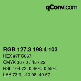 カラーコード: RGB 127.3 198.4 103 | qconv.com