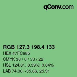 カラーコード: RGB 127.3 198.4 133 | qconv.com