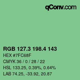 カラーコード: RGB 127.3 198.4 143 | qconv.com