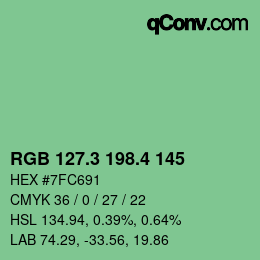 カラーコード: RGB 127.3 198.4 145 | qconv.com