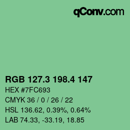 カラーコード: RGB 127.3 198.4 147 | qconv.com