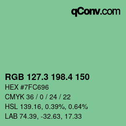 カラーコード: RGB 127.3 198.4 150 | qconv.com