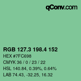 カラーコード: RGB 127.3 198.4 152 | qconv.com