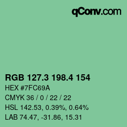 カラーコード: RGB 127.3 198.4 154 | qconv.com