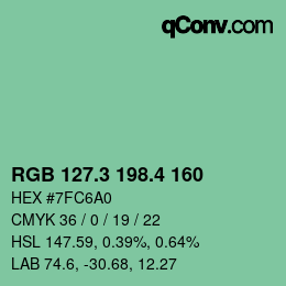 カラーコード: RGB 127.3 198.4 160 | qconv.com