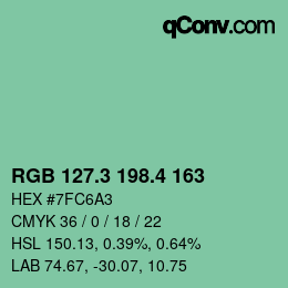 カラーコード: RGB 127.3 198.4 163 | qconv.com