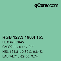 カラーコード: RGB 127.3 198.4 165 | qconv.com