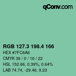 カラーコード: RGB 127.3 198.4 166 | qconv.com