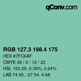 カラーコード: RGB 127.3 198.4 175 | qconv.com