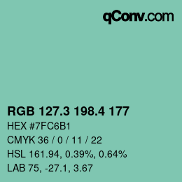 カラーコード: RGB 127.3 198.4 177 | qconv.com