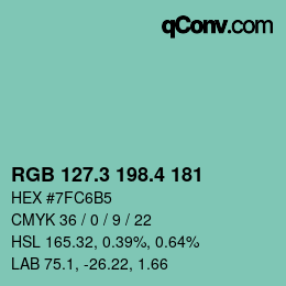 カラーコード: RGB 127.3 198.4 181 | qconv.com