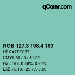カラーコード: RGB 127.3 198.4 183 | qconv.com