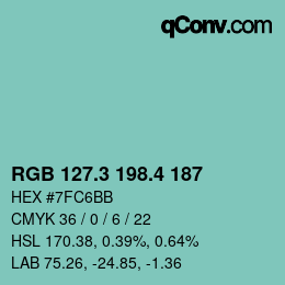 カラーコード: RGB 127.3 198.4 187 | qconv.com