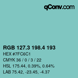 カラーコード: RGB 127.3 198.4 193 | qconv.com
