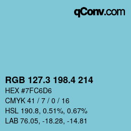 カラーコード: RGB 127.3 198.4 214 | qconv.com