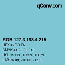 カラーコード: RGB 127.3 198.4 215 | qconv.com