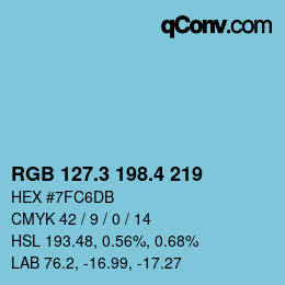 カラーコード: RGB 127.3 198.4 219 | qconv.com